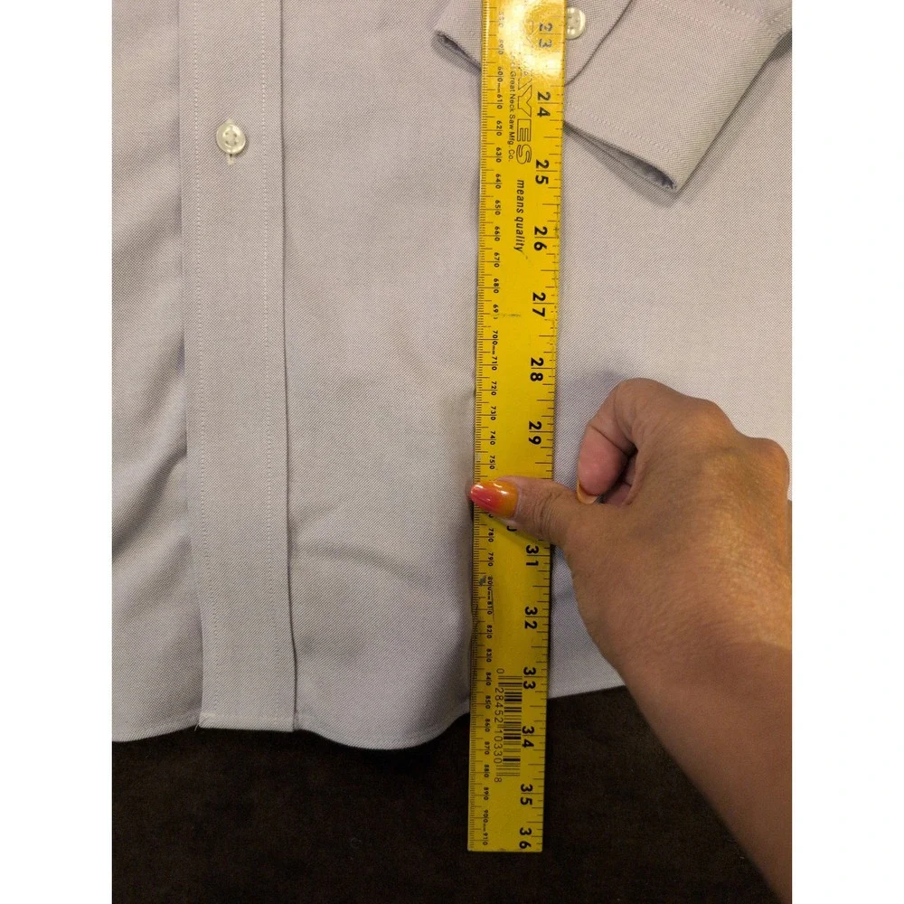 Roundtree & Yorke Gold Label Mens Light Purple Oxford Dress Shirt 16.5 34